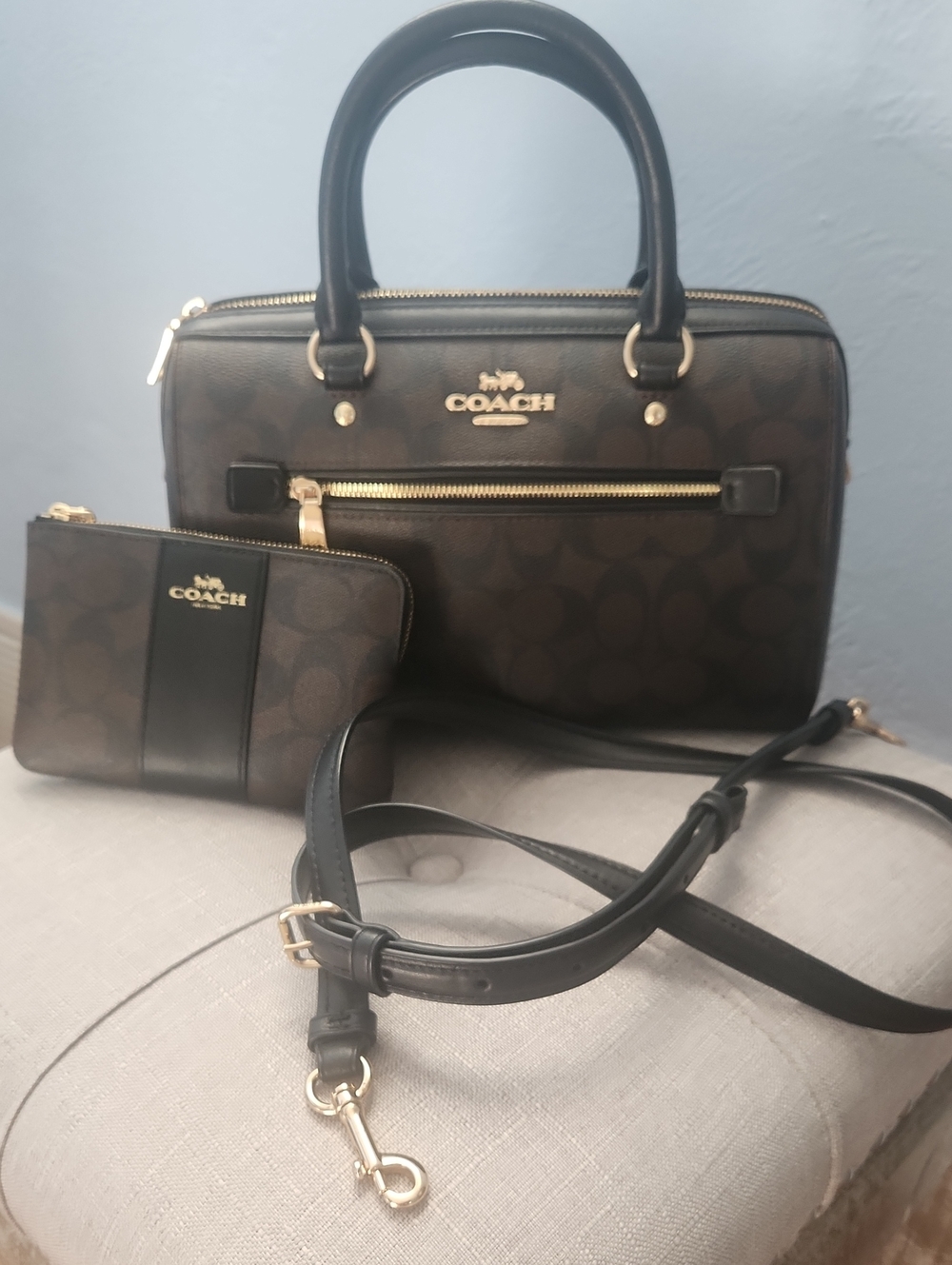 Coach black And Brown Rowan satchel Set